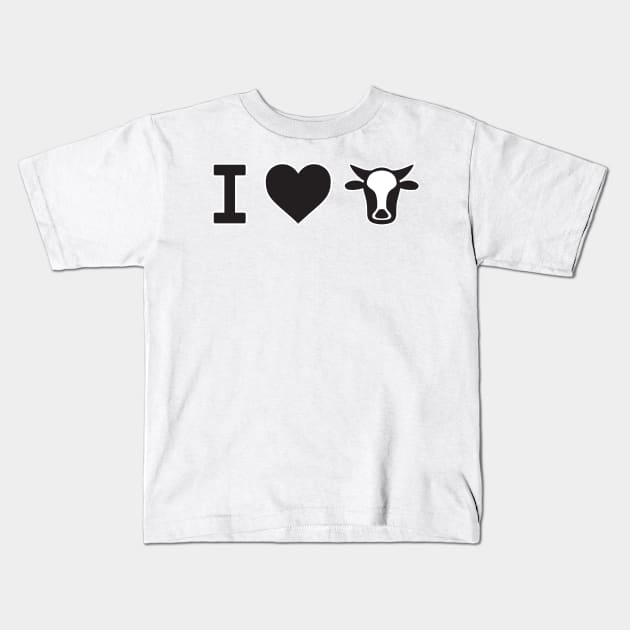 I Love Cows - Cow Kids T-Shirt by fromherotozero